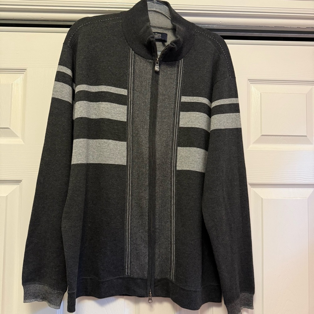 Nat Nast Men's Charcoal and Light Gray Zip-Up Sweater